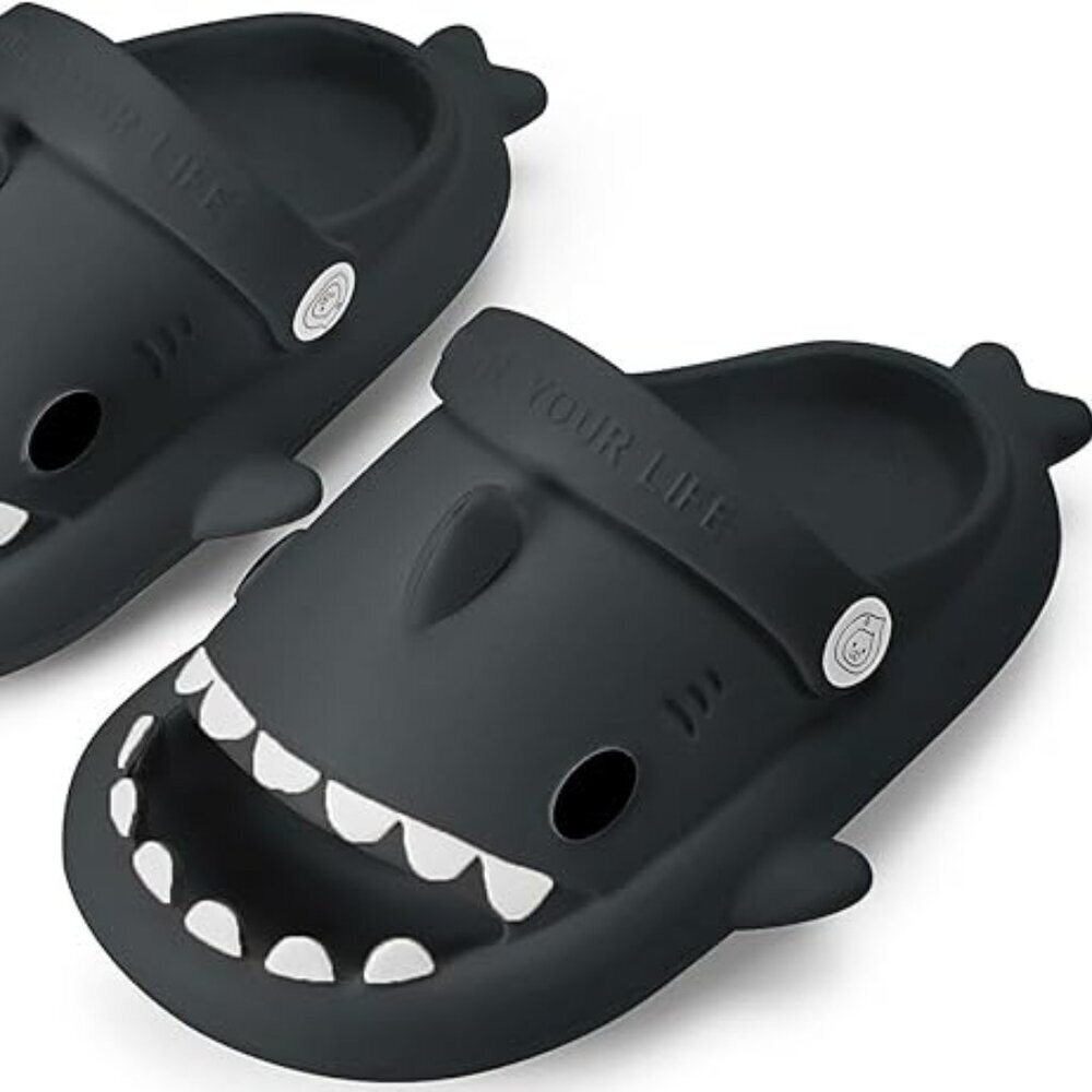 Size12-13 LittKids Shark Slides Boys Girls Toddlers Cloud Slides Cute Cartoon
